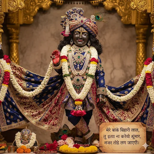 मेरे बांके बिहारी लाल, तू इतना ना करियो श्रृंगार, नजर तोहे लग जाएगी – कृष्ण भजन लिरिक्स