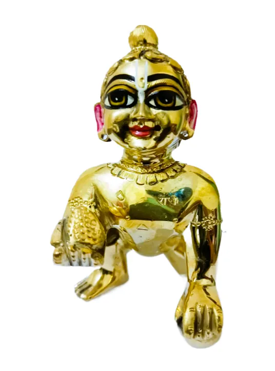 Mettal Golden Color Laddu Gopal, Height- 8"inches, Weight-2.390gram