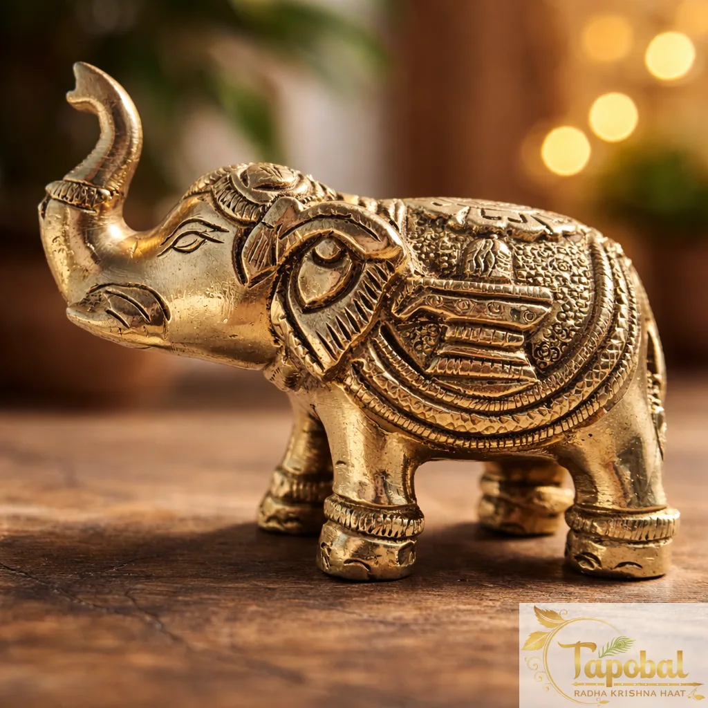 Buy Brass Elephant Statue For Home Décor & Gift Showpiece 2.3 inch