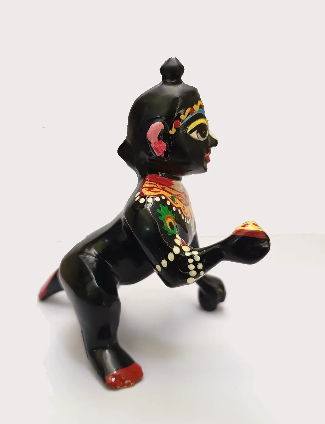 Black Laddu Gopal Murti/Idol for Gift, Worship Height 4'.5" inches (Weight 530gram)
