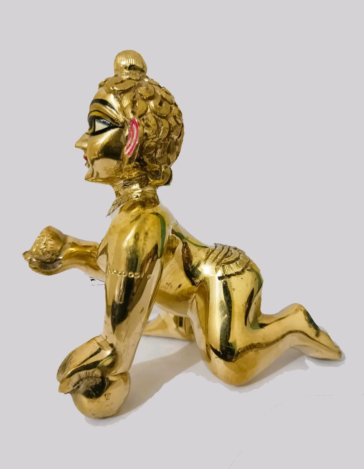 Golden Laddu Gopal with a Beautiful Makeup, Height 5'.5" Inches (Weight 1.800 gram)