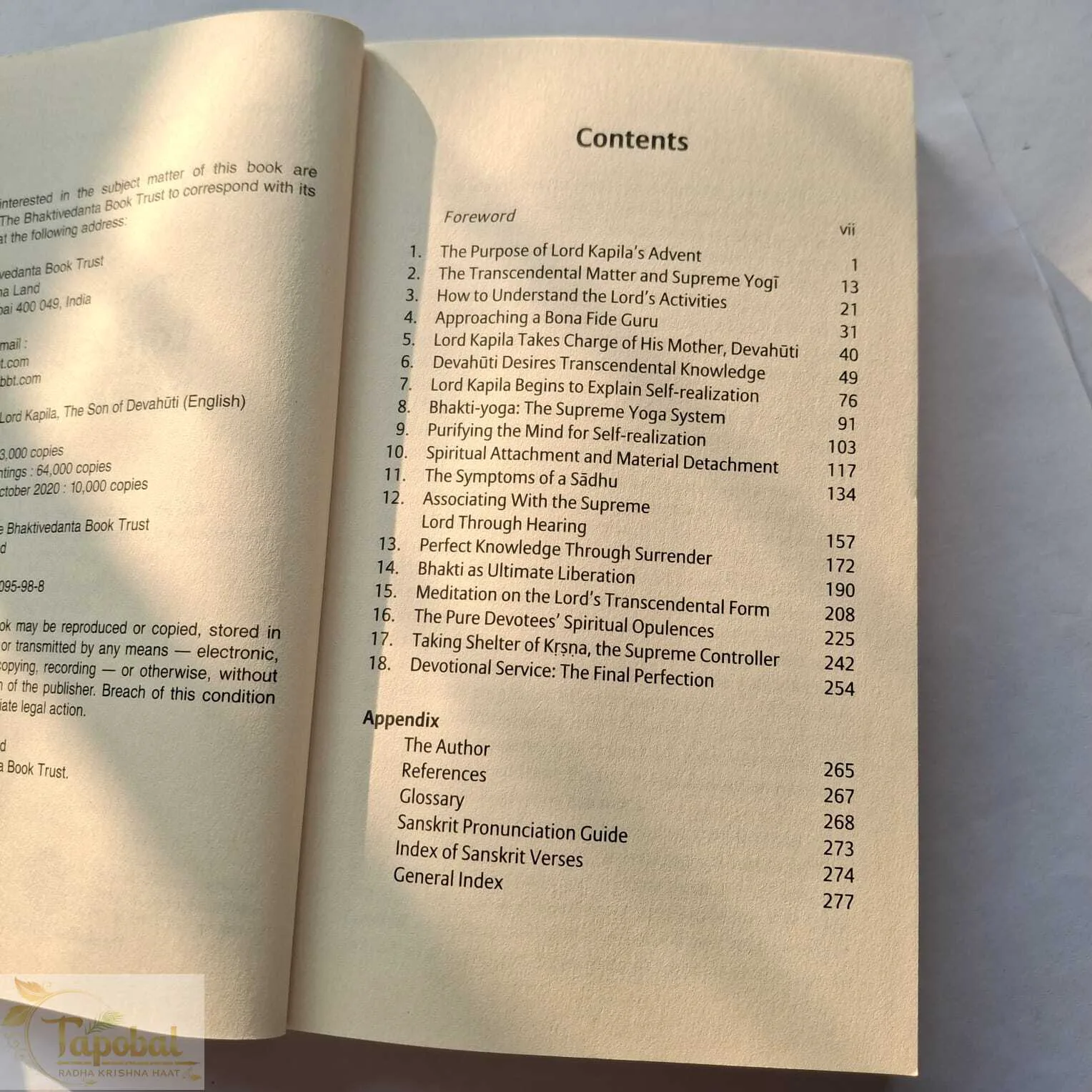 Teachings of Lord Kapila, the Son of Devahuti Spiritual Wisdom English Book
