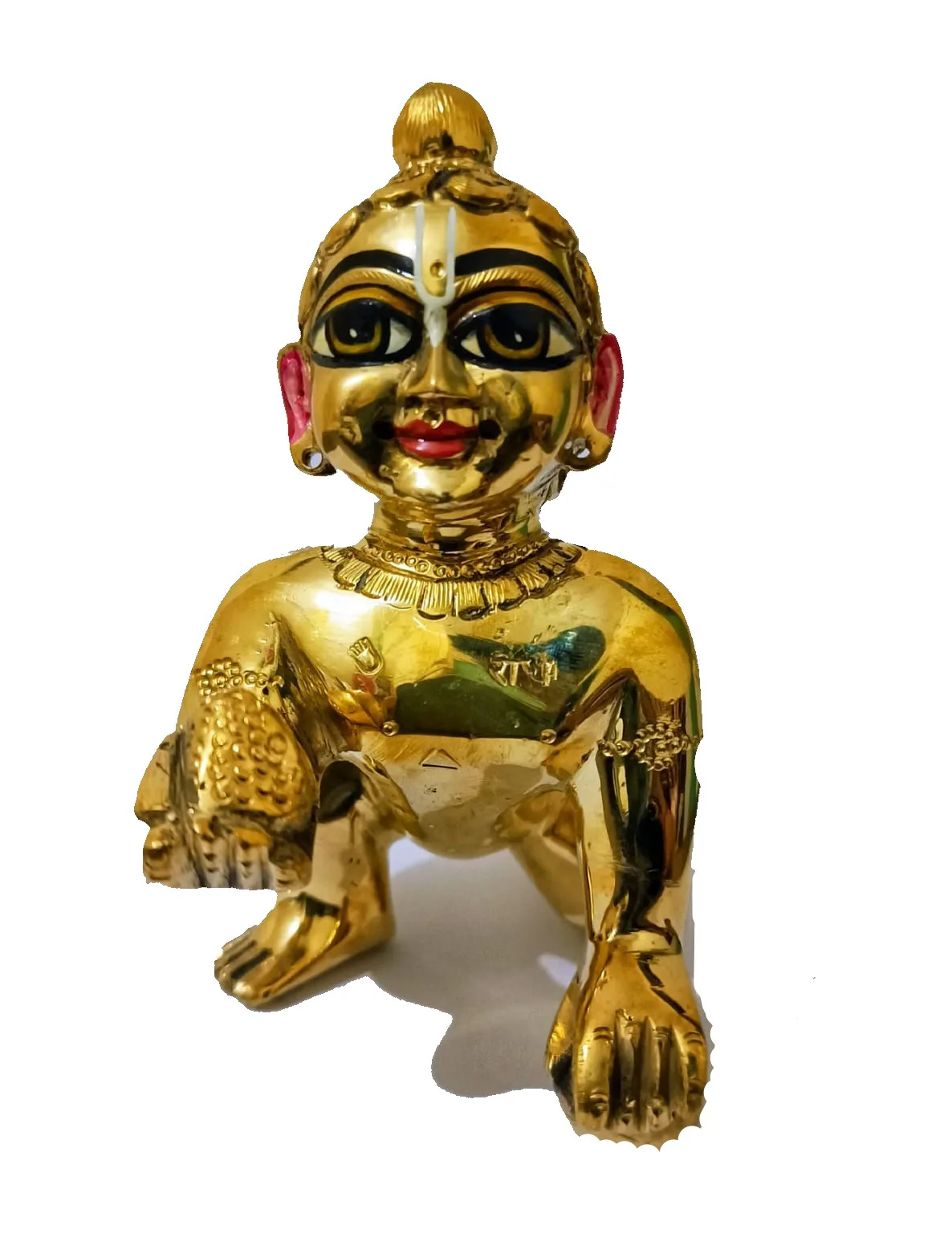 Golden Laddu Gopal with a Beautiful Makeup, Height 5'.5" Inches (Weight 1.800 gram)