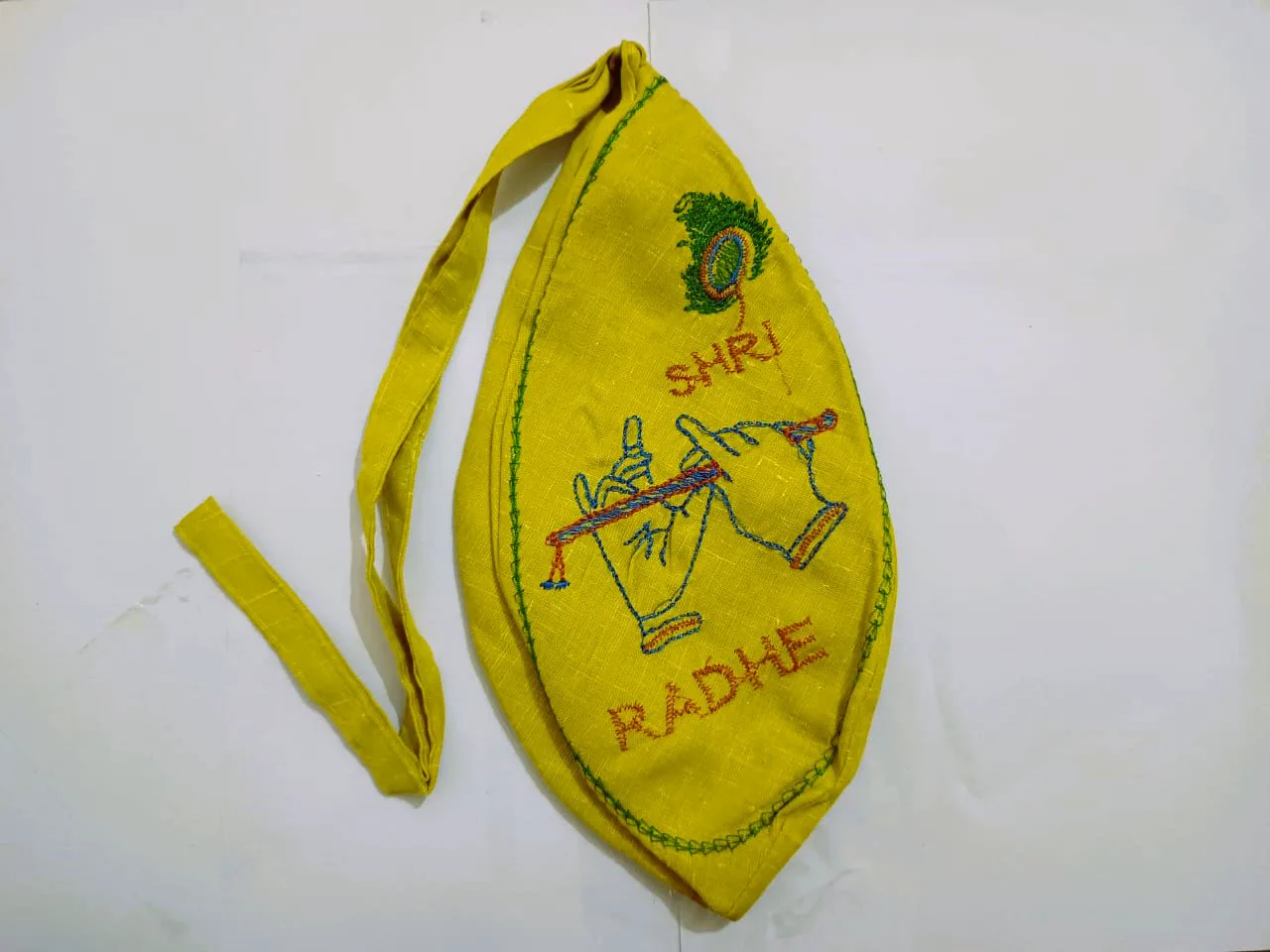 Garland Also Embroidery Japa Bag (Yellow)